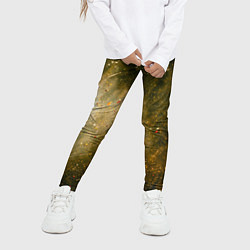 Леггинсы для девочки Золотистый туман и краски, цвет: 3D-принт — фото 2