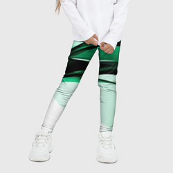 Леггинсы для девочки White green black, цвет: 3D-принт — фото 2
