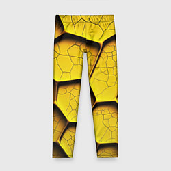 Леггинсы для девочки Желтые шестиугольники с трещинами - объемная текст, цвет: 3D-принт