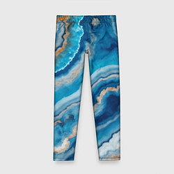 Леггинсы для девочки Текстура голубого океанического агата, цвет: 3D-принт