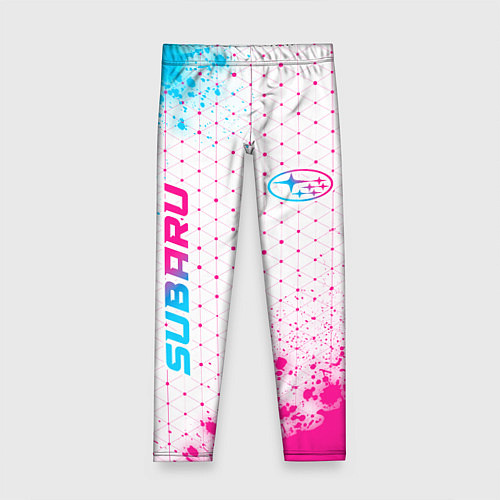 Детские легинсы Subaru neon gradient style: надпись, символ / 3D-принт – фото 1