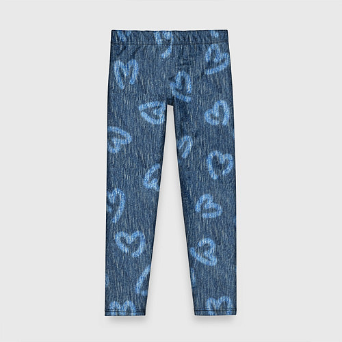 Детские легинсы Hearts on denim / 3D-принт – фото 1