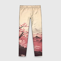 Леггинсы для девочки Сакура в горах, цвет: 3D-принт