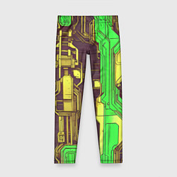 Леггинсы для девочки Кибер схемы ксилотно-зелёные, цвет: 3D-принт