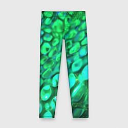Леггинсы для девочки Объемная зеленая текстура в виде чешуи, цвет: 3D-принт