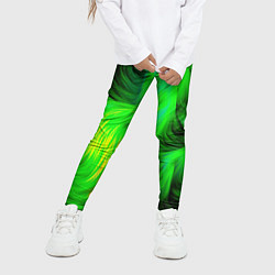 Леггинсы для девочки Зеленый абстрактный дым, цвет: 3D-принт — фото 2