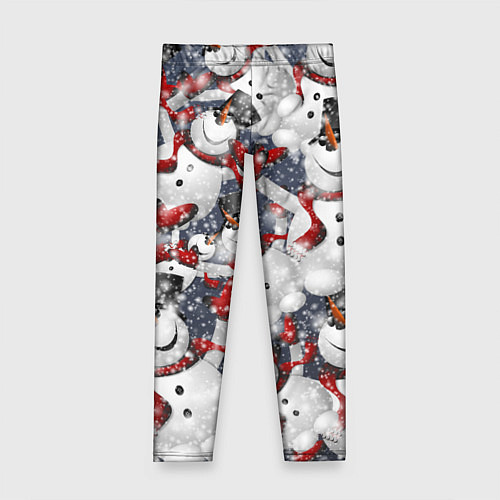 Детские легинсы Зимний паттерн со снеговиками / 3D-принт – фото 1
