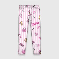 Леггинсы для девочки Барби - розовая полоска и аксессуары, цвет: 3D-принт