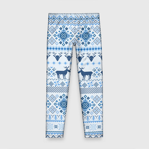 Детские легинсы Blue sweater with reindeer / 3D-принт – фото 1