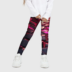 Леггинсы для девочки Неоновые фиолетовые и розовые камни, цвет: 3D-принт — фото 2