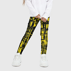 Леггинсы для девочки Смазанная краска чёрная и жёлтая, цвет: 3D-принт — фото 2