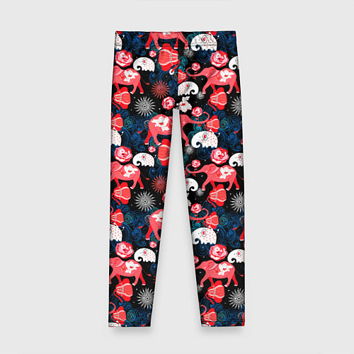 Детские легинсы Красные слоны / 3D-принт – фото 1