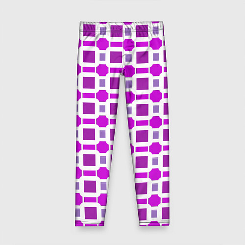 Детские легинсы Фиолетовые кирпичики и белые полосы / 3D-принт – фото 1