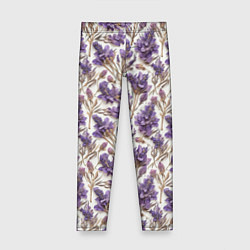 Детские легинсы Паттерн из сухих цветов лаванды в стиле акварели