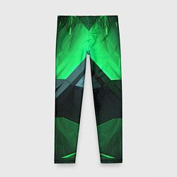 Леггинсы для девочки Зеленая абстракция геометрическая, цвет: 3D-принт