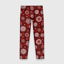 Детские легинсы Snowflakes on a red background