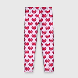 Леггинсы для девочки Двойное сердце на розовом фоне, цвет: 3D-принт