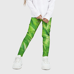 Леггинсы для девочки Зеленые мазки, цвет: 3D-принт — фото 2