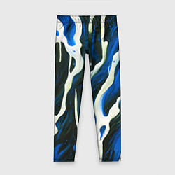 Детские легинсы Текучая краска белая и синяя