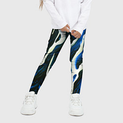 Леггинсы для девочки Текучая краска белая и синяя, цвет: 3D-принт — фото 2