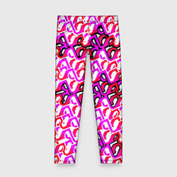 Леггинсы для девочки Розовый узор и белая обводка, цвет: 3D-принт