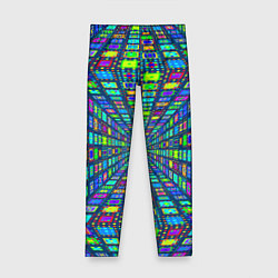 Леггинсы для девочки Абстрактный узор коридор из разноцветных квадратов, цвет: 3D-принт