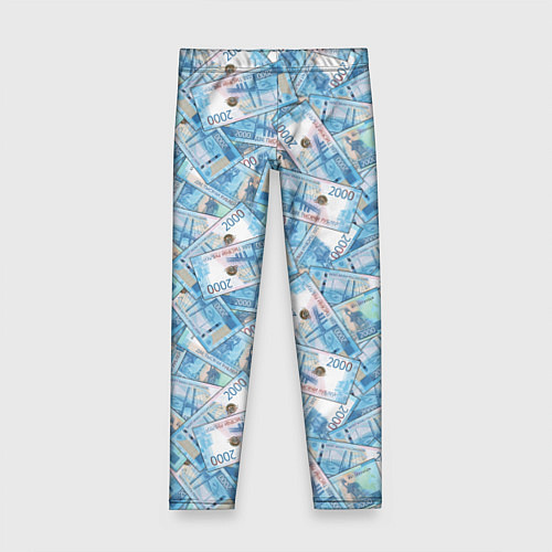 Детские легинсы Деньги - купюры в 2 тысячи рублей / 3D-принт – фото 1