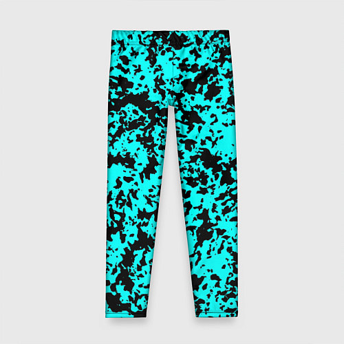Детские легинсы Пятнистый яркий чёрно-голубой / 3D-принт – фото 1