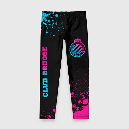 Детские легинсы Club Brugge - neon gradient вертикально / 3D-принт – фото 1