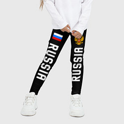 Леггинсы для девочки Россия три полоски на черном фоне, цвет: 3D-принт — фото 2