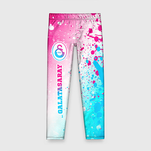 Детские легинсы Galatasaray neon gradient style по-вертикали / 3D-принт – фото 1