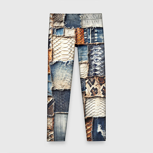 Детские легинсы Змеиная кожа - пэчворк / 3D-принт – фото 1