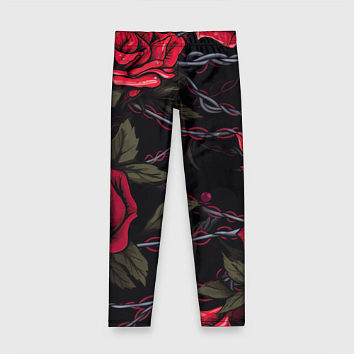 Детские легинсы Череп и красные розы / 3D-принт – фото 1
