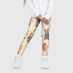 Леггинсы для девочки Животные с инструментами, цвет: 3D-принт — фото 2