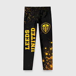 Леггинсы для девочки Leeds United - gold gradient вертикально, цвет: 3D-принт