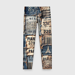 Леггинсы для девочки Пэчворк джинсы из Парижа, цвет: 3D-принт