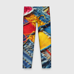 Детские легинсы Colorful denim patchwork - ai art