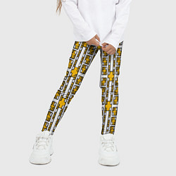 Леггинсы для девочки Жёлтые и белые кирпичики на белом фоне, цвет: 3D-принт — фото 2