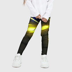 Леггинсы для девочки Желтый на черном неон из разлома плит, цвет: 3D-принт — фото 2