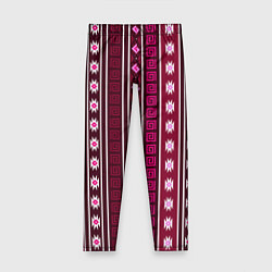 Леггинсы для девочки Темно-розовый вертикальный этнический узор, цвет: 3D-принт