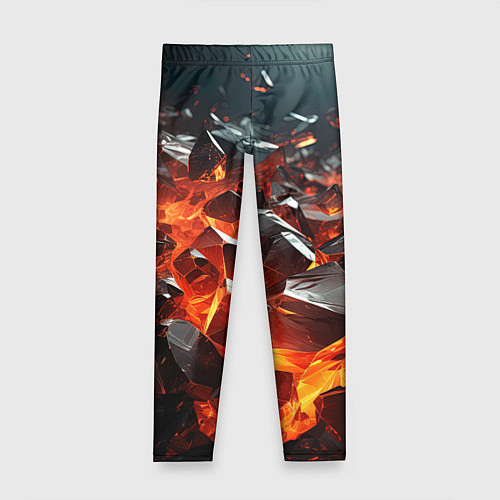 Детские легинсы Взрыв камней в красном неоне / 3D-принт – фото 1