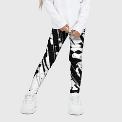 Леггинсы для девочки Чёрно белая абстракция - кляксы, цвет: 3D-принт — фото 2