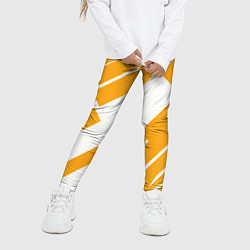 Леггинсы для девочки Жёлтые широкие линии на белом фоне, цвет: 3D-принт — фото 2