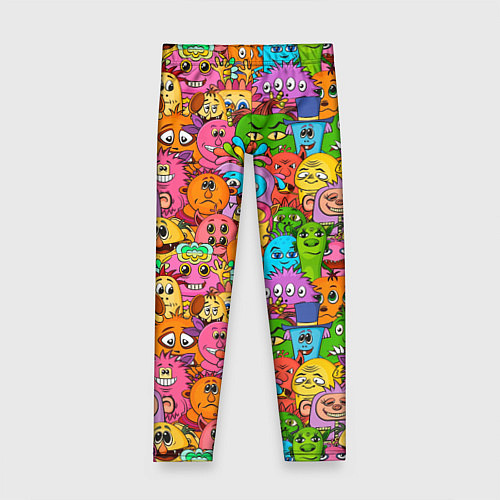 Детские легинсы Мультяшные монстрики орнамент / 3D-принт – фото 1
