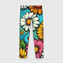 Леггинсы для девочки Графический паттерн - Летние Цветы, цвет: 3D-принт