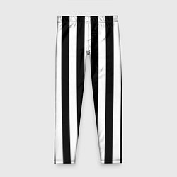 Леггинсы для девочки Вертикальные черно белые полосы, цвет: 3D-принт