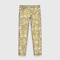 Леггинсы для девочки Дудл человечки носатые - паттерн, цвет: 3D-принт