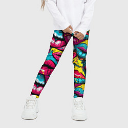 Леггинсы для девочки Граффити губы женские с блеском, цвет: 3D-принт — фото 2