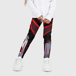 Леггинсы для девочки Red stripes on a black and white background, цвет: 3D-принт — фото 2