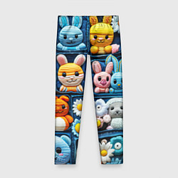 Леггинсы для девочки Пэчворк с зайцами, цвет: 3D-принт
